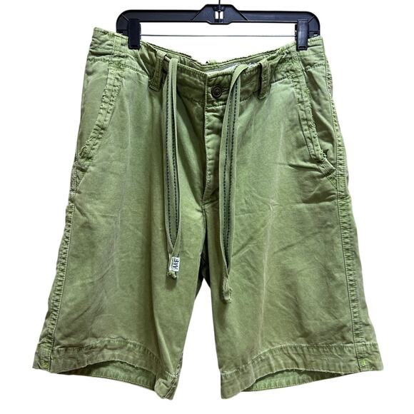 Abercrombie & Fitch Green Garment-Dyed Belted Shorts Size 34 Casual Vintage-Wash - Picture 1 of 9